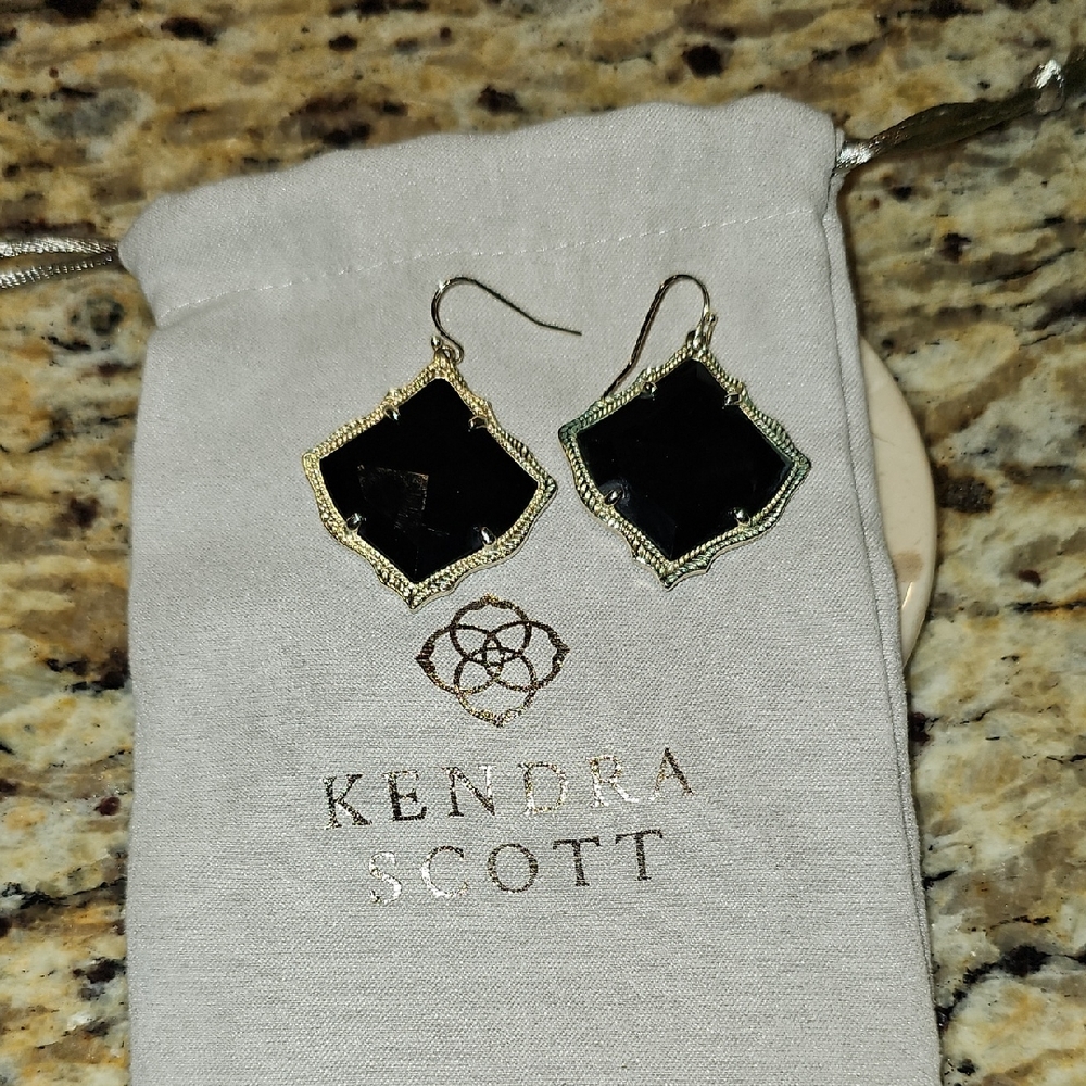 Kendra Scott Black and Gold Dangle Earrings